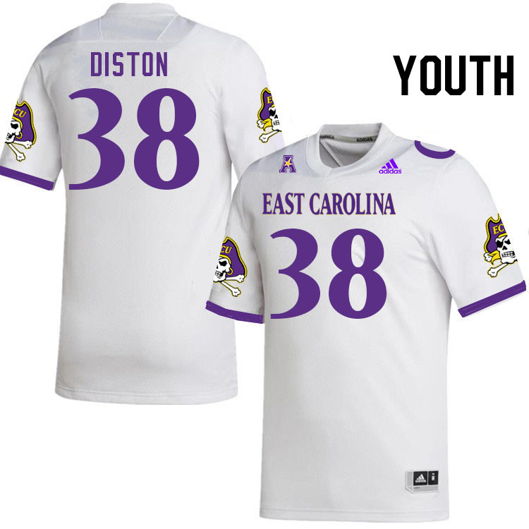 Youth #38 Daylyn Diston ECU Pirates College Football Jerseys Stitched Sale-White - Click Image to Close